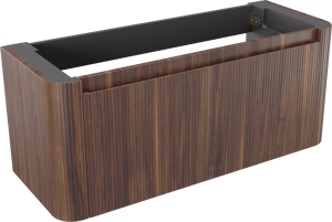Storke Soft meuble sous-vasque suspendu 120 x 46 cm Noyer 2 tiroirs Nervure sym. vert.