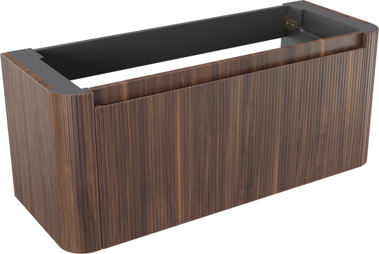 Storke Soft meuble sous-lavabo suspendu 120 x 46 cm Noyer 2 tiroirs Nervure sym. vert.