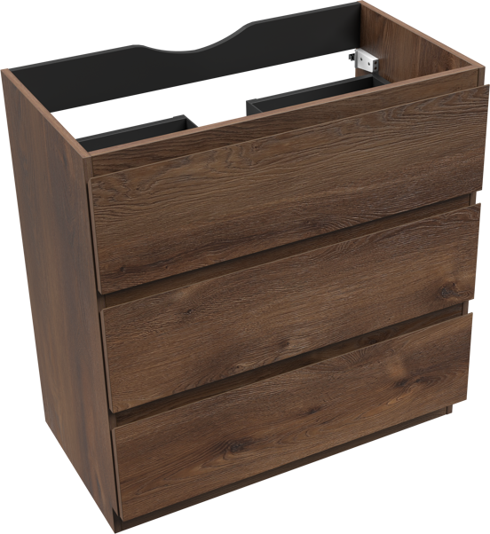 Linie Lado staande wastafelonderkast 80 x 46 cm bruine eik 3 lades