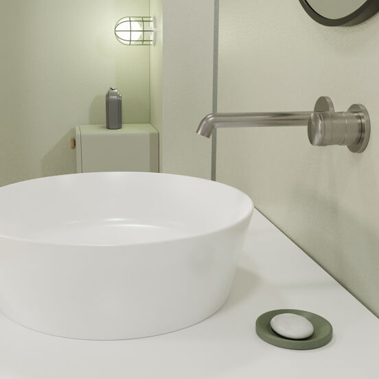 Blaufoss Pavilion robinet mural lavabo Brushed CoolMetal incl élément intégré