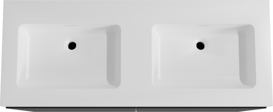 Storke Edge staand badmeubel 130 x 52 cm mat zwart met Mata High dubbele wastafel in solid surface mat wit