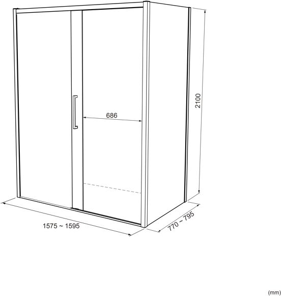 Balmani Senses Design douchehoek met linkse schuifdeur en vaste zijwand, 160 x 80 cm, Helder glas, Brushed GunMetal profielen