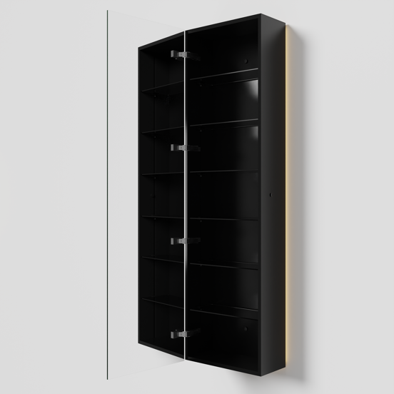 Balmani Mara colonne salle de bains suspendu avec miroir lumineux 45 x 160 cm noir mat