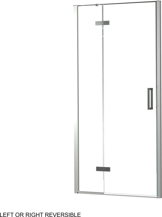 Luca Varess Nona paroi de douche avec porte pivotante et 2 parois latéraux fixes 100 x 100 cm verre transparent profil chrome brillant - porte