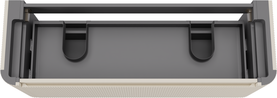 Storke Soft meuble sous-lavabo suspendu 140 x 46 cm Sand mat 2 tiroirs Nervure sym. vert.