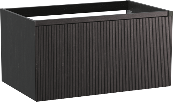 Balmani Fila hängender Waschbeckenunterschrank: 90 x 55 cm, Eiche Schwarz, Furnierholz, 2 Schubladen