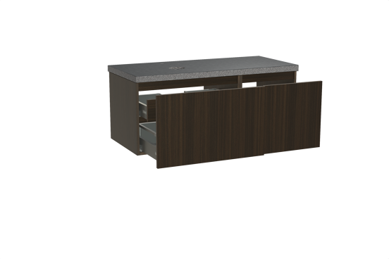 Balmani Sfera meuble salle de bains suspendu 120 x 55 cm eucalyptus avec Rock plan vasque asymétrique à gauche en granit noir