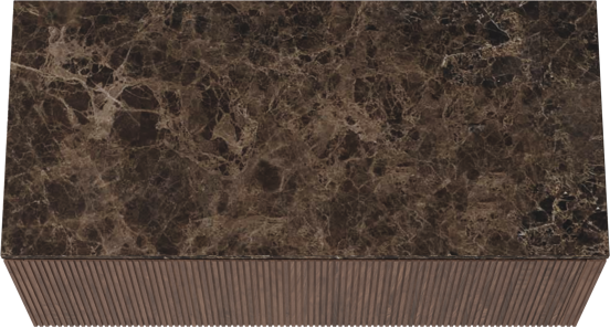 Balmani Eclips hängendes Möbelstück Set: 120 x 55 cm, Amerikanischer Nussbaum, mit Stretto Einzel- oder Doppel Waschtischplatte Marmor Dark Emperador, Vertikale symmetrische gerade Rippe