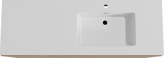 Storke Edge meuble salle de bains à poser 150 x 52 cm chêne brut avec Diva plan vasque asymétrique à droite en marbre composite blanc brillant