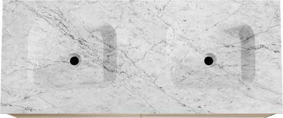Balmani Mitra meuble salle de bains suspendu 135 x 55 cm chêne brut avec Tablo Arcato double vasque en marbre carrara