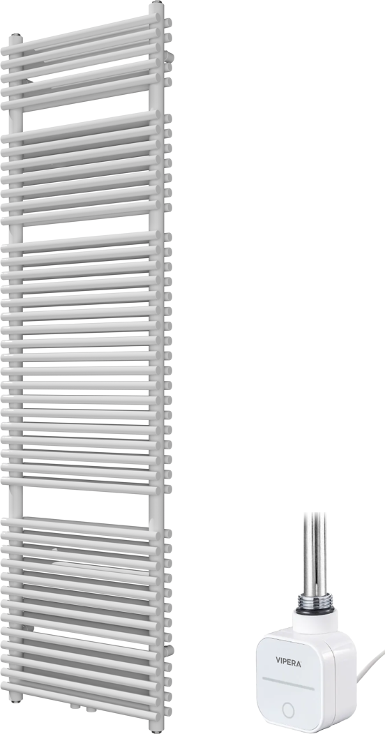 Vipera Alegria Doppel Handtuchheizkörper 50 x 180 cm Elektrische Heizung Weiß glänzend Seiten- und Mittelanschluss 1200W, inkl. Widerstand 
