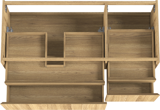 Balmani Idra zwevende wastafelonderkast 135 x 55 cm asymmetrisch links fineer natuur eik 4 lades