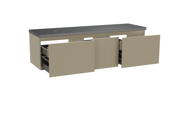 Balmani Sfera meuble salle de bains suspendu 180 x 55 cm dune avec Rock tablette double en granit noir
