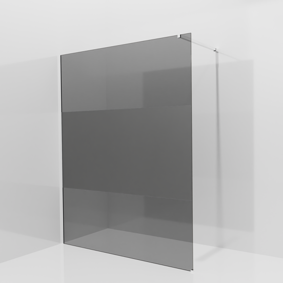 Balmani Modular douche à l'italienne: 160 x 200 cm, Verre fumé avec bande matte, Profil Chrome brillant