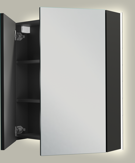 Linie Montro armoire de toilette lumineuse 70 x 75 cm noir mat