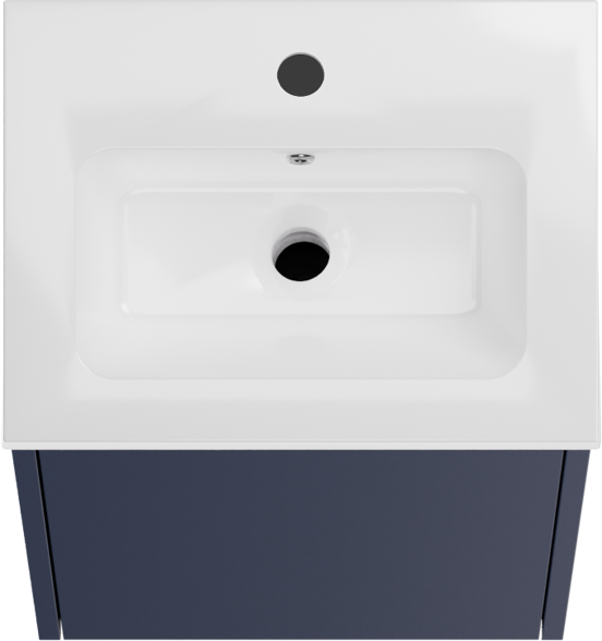 Storke Seda meuble salle de bains suspendu 45 x 35 cm bleu nuit avec Diva plan simple en marbre composite blanc brillant