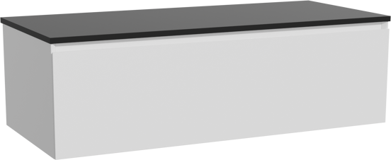 Storke Edge zwevend badkamermeubel 120 x 52 cm mat wit met Panton enkel of dubbel tablet in gepoedercoate mdf mat zwart