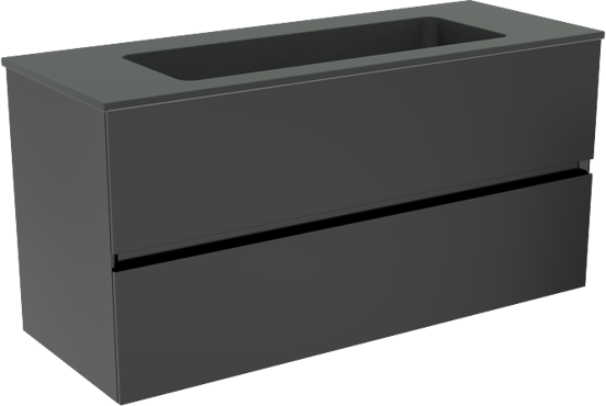 Storke Edge zwevend badmeubel 100 x 40 cm mat zwart met Scuro enkele wastafel in kwarts mat zwart