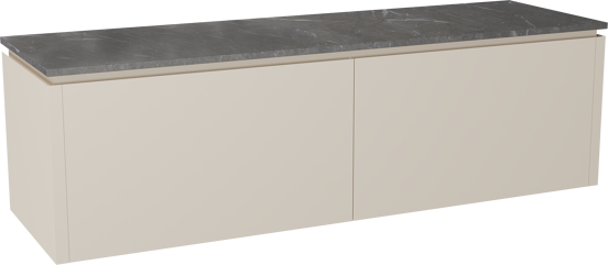 Balmani Eclips meuble salle de bains suspendu 180 x 55 cm Sandbeige avec Stretto tablette simple ou double en Pietra Grey marbre