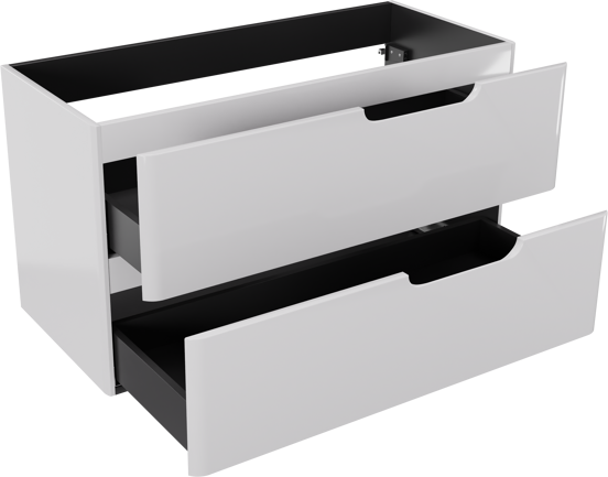 Linie Curvo meuble sous-lavabo suspendu 100 x 46 cm blanc brillant 2 tiroirs