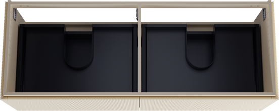 Balmani Eclips meuble sous-lavabo suspendu 150 x 55 cm Sandbeige 4 tiroirs Nervure sym. vert.