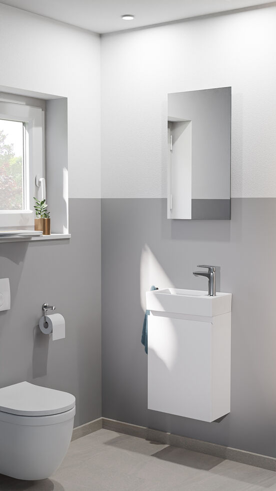 Linie Lado zwevend toiletmeubel 40 x 22 cm hoogglans wit met Baro wastafel in glanzend witte keramiek