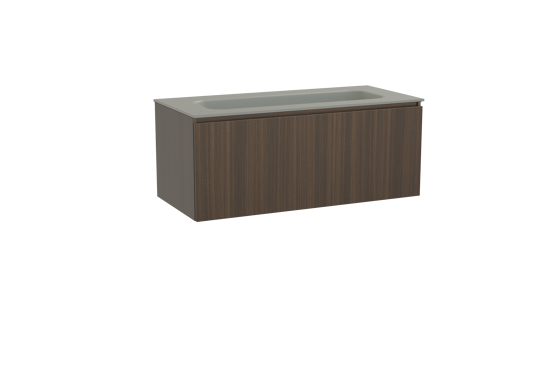 Balmani Sfera zwevend badmeubel 120 x 55 cm eucalyptus met Tablo Arcato enkele wastafel voor 2 kraangaten in solid surface steengrijs