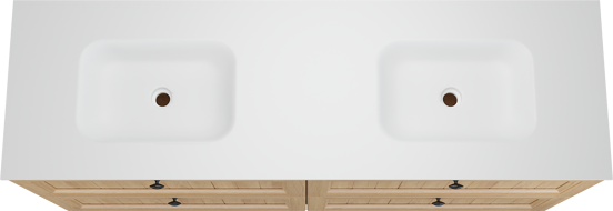Balmani Lemon meuble salle de bains à poser 180 x 55 cm, placage chêne naturel avec Tablo Arcato double vasque en blanc mat