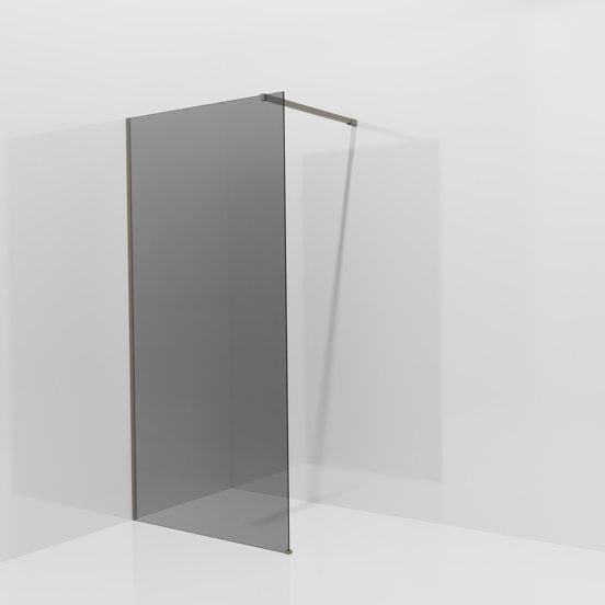 Balmani Modular Walk-In Dusche: 100 x 200 cm, Rauchglas, inklusive Coating, Profil Stein Grau