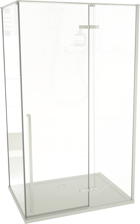 Luca Varess Stilus paroi de douche avec porte pivotante droite et 2 parois latéraux fixes 120 x 90 cm verre transparent profil chrome brillant
