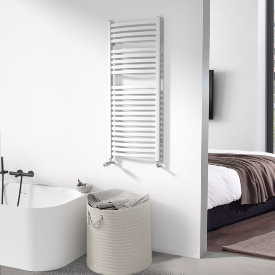 Vipera Kanza Rx enkele handdoekradiator 50 x 120 cm centrale verwarming mat wit zijaansluiting 521W