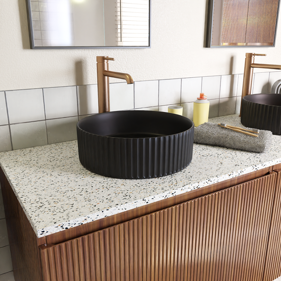 Luca Varess Verona vasque à poser porcelaine noir mat rond Ø 36 cm