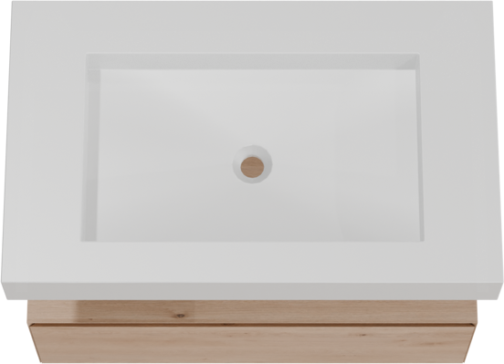 Balmani Mitra Elements hängendes Möbelstück Set: 90 x 55 cm, Naturbelassene Eiche mit Modus Einzelwaschtisch, Solid Surface Weiß matt