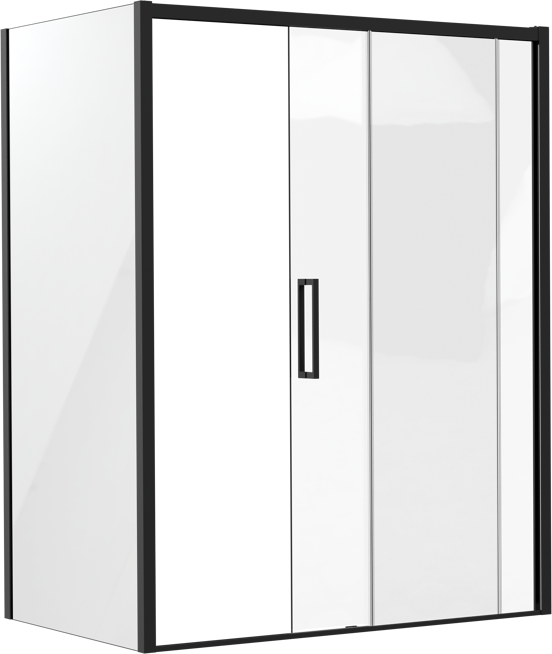 Luca Varess Senses douchehoek met schuifdeur en vaste zijwand 160 x 100 cm helder glas mat zwart profiel