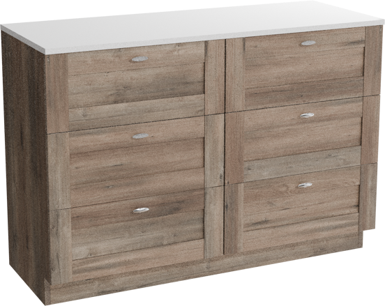 Linie Classo meuble salle de bains à poser 120 x 46 cm chêne gris avec Lado tablette double en marbre composite blanc mat