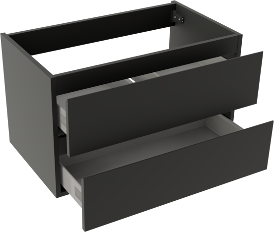 Storke Delta zwevende wastafelonderkast 80 x 48 cm mat zwart 2 lades
