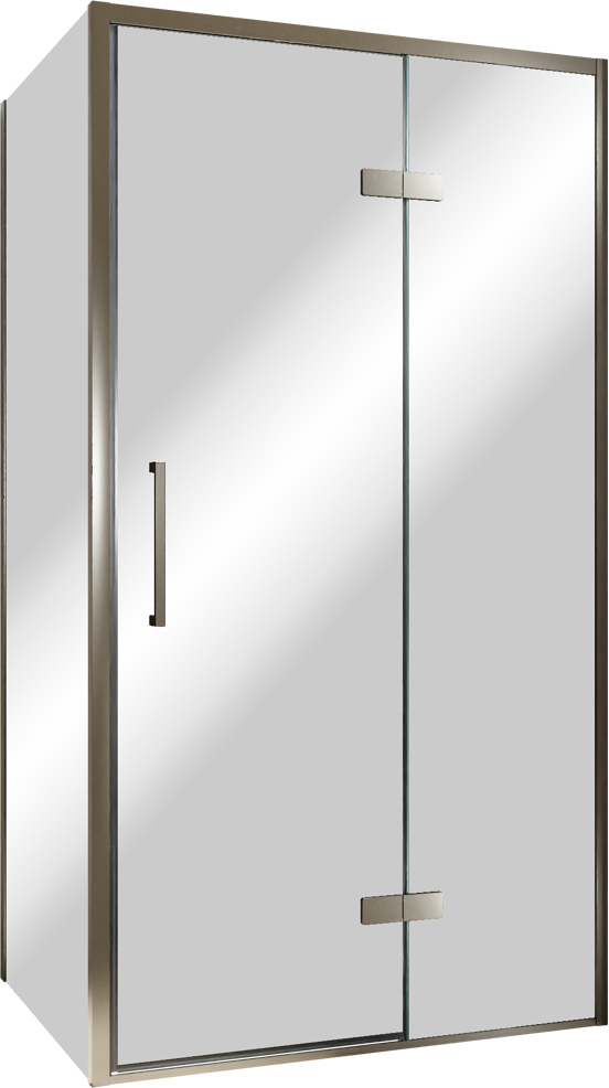 Balmani Senses Design douche en coin avec porte pivotante à droite et paroi latérale fixe, 100 x 80 cm, Miroir Reflex, Profil Brushed GunMetal, coating inclus, coating inclus