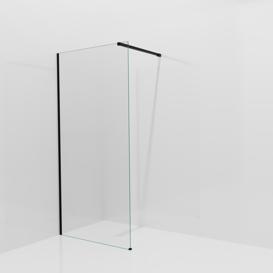 Balmani Modular Walk-In Dusche: 100 x 200 cm, Extra Klarglas, inklusive Coating, Profil Schwarz matt