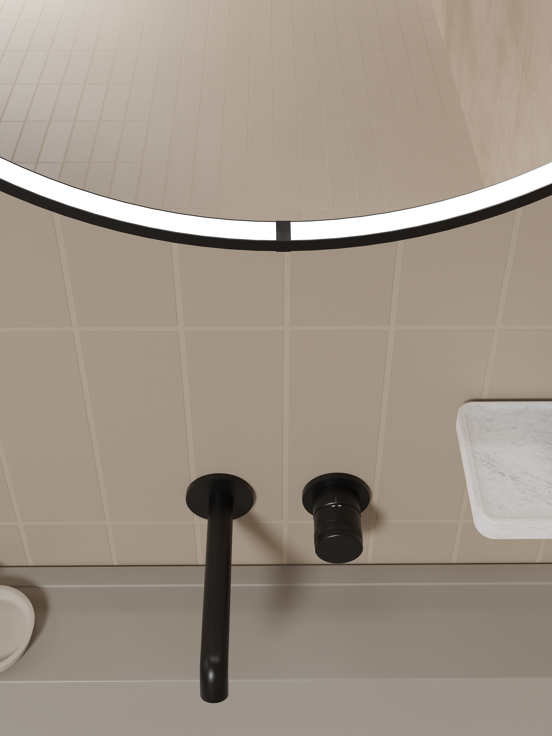 Balmani Secret Black rond badkamerspiegel zwart Ø 80 cm met spiegelverlichting en anti-damp