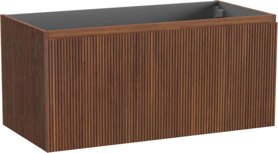 Storke Ribs meuble sous-vasque suspendu 105 x 52 cm noyer 2 tiroirs