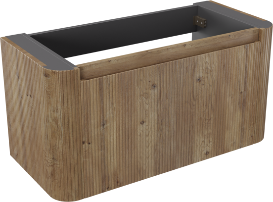 Storke Soft zwevende wastafelonderkast 100 x 46 cm Ruwe eiken 2 lades vert. sym. Groef