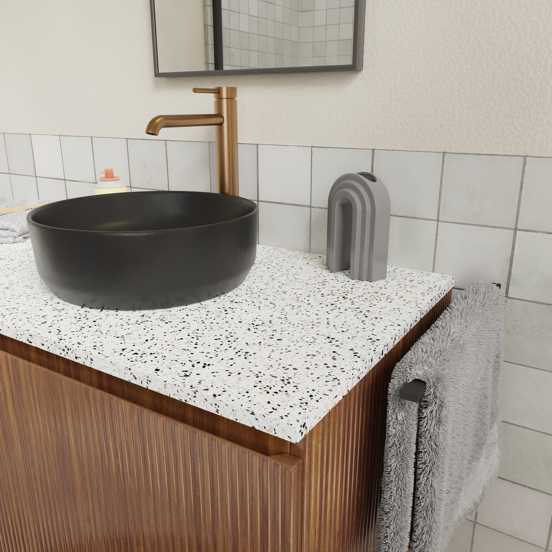 Storke Tavola enkel of dubbel tablet mat wit/zwart terrazzo 120 x 52 cm