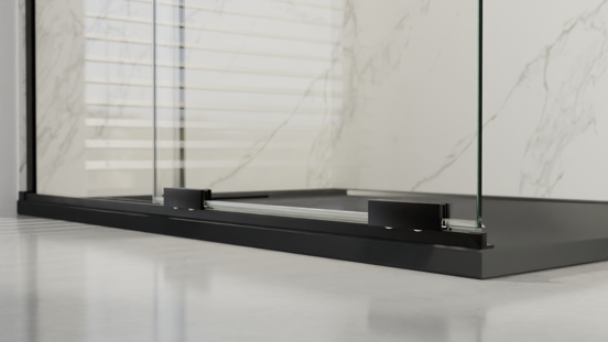 Balmani Move Slide inloopdouche met uitschuifbare wand 100 x 200 cm rechts band glas mat zwart profiel
