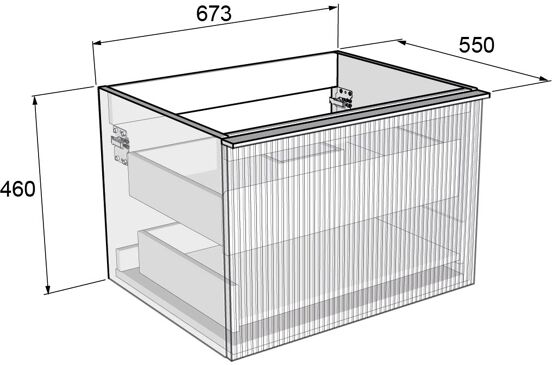 Balmani Forma meuble sous-lavabo suspendu 67,5 x 55 cm chêne noir 2 tiroirs