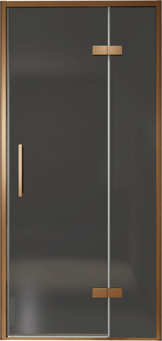 Balmani Senses Design porte pivotante à droite 100 cm x 210 cm verre fumé, Profil Brushed Rosegold, coating inclus