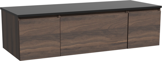 Storke Edge meuble salle de bains suspendu 135 x 52 cm noyer avec Panton tablette simple ou double en mdf enduit de poudre noir mat