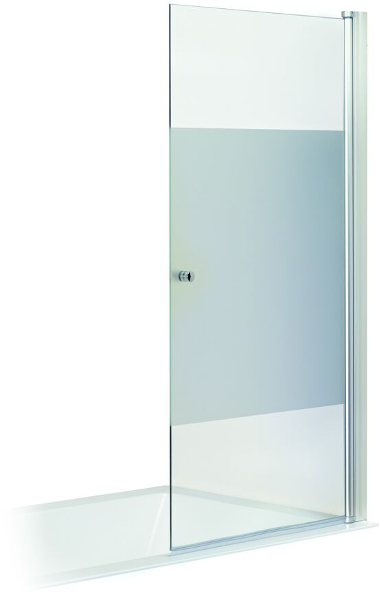 Luca Varess Cyrus enkele badwand 85 cm helder glas met matte strook glanzend chroom profiel
