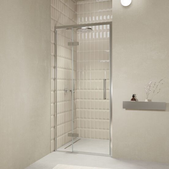 Balmani Senses Design douche draaideur links 100 cm x 210 cm Helder glas, Chroom profielen, met coating