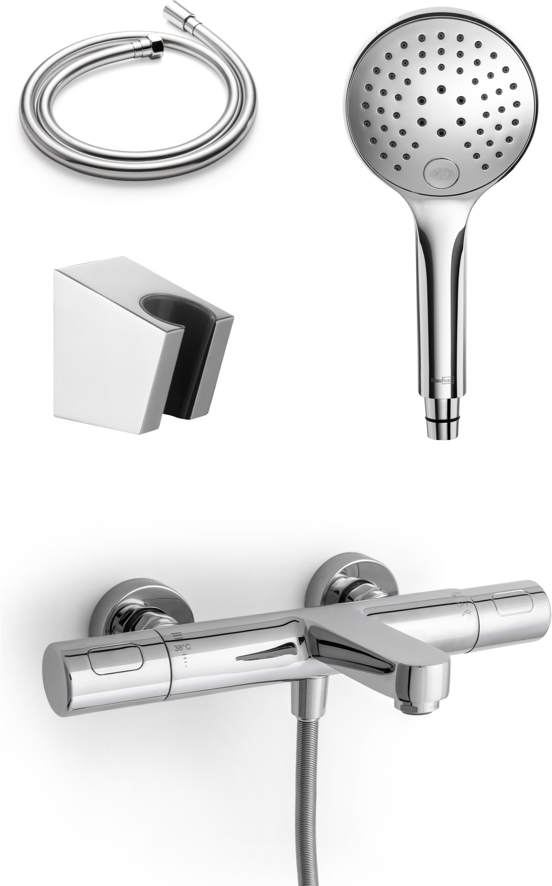 Blaufoss Apollo robinet baignoire robinet thermostatique montage mural extérieur chrome brillant