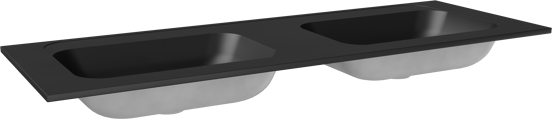 Balmani Tablo Strada double vasque top solid noire matte 150 x 55 cm